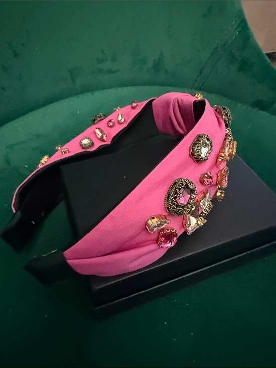 Embellished Pink Knotted Headband Rhinestones Pink Gold & Silver - BRAND NEW